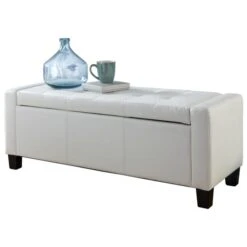 GFW Verona PU Leather Ottoman Bench White -The Furniture Store 30811457 alt05
