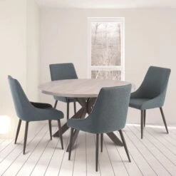 Dunelm Rimini Round 4 Seater Dining Table Light Grey