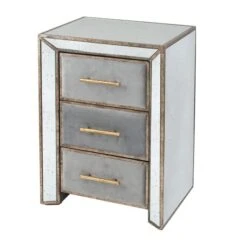 Pacific Lifestyle Pacific Brindisi 3 Drawer Bedside Table, Grey Velvet -The Furniture Store 30821545 alt02